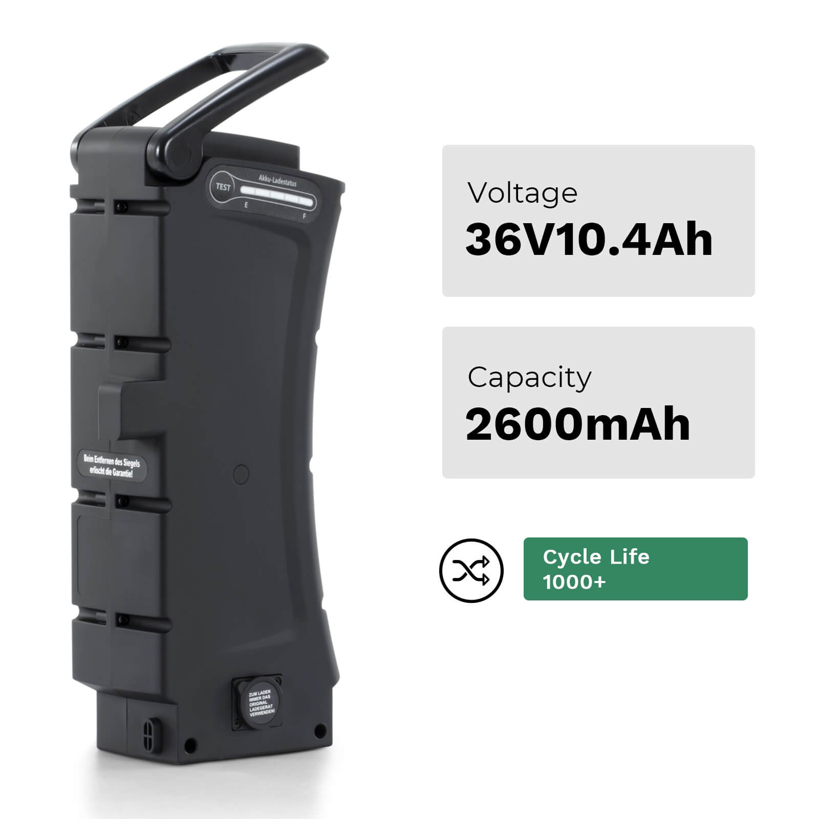 36V 10.4Ah(374Wh) E-Bike Li-ion Accu Vervangende Accu zonder Oplader voor SideClick Akku van Prophete, Kreidler, Zündapp