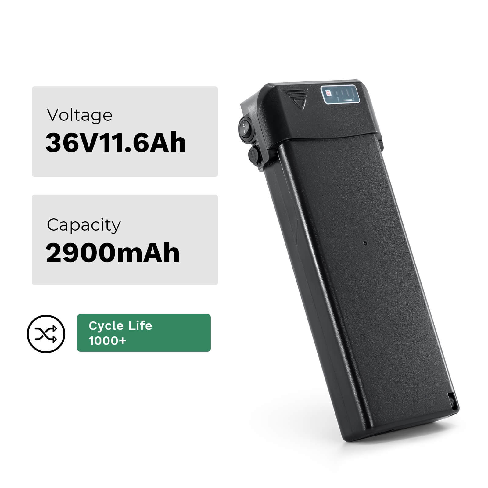 36V 11.6Ah(429Wh) Fiets accu Achterdrager Accu zonder lader voor Zündapp Groen 7.7 Z802