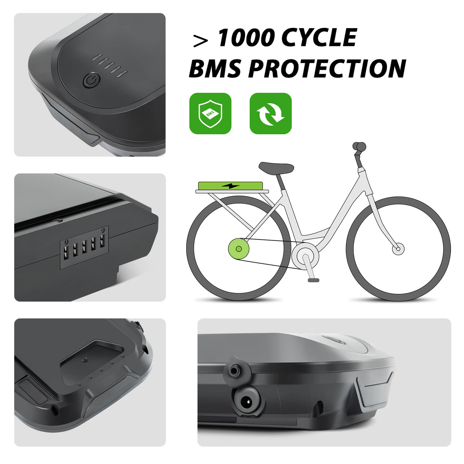 36V 12.8Ah(461Wh)14Ah(504Wh) Li-ion E-Bike Accu YJ145 voor E-Bikes van Telefunken, Zündapp, Chrisson etc. zonder Oplader