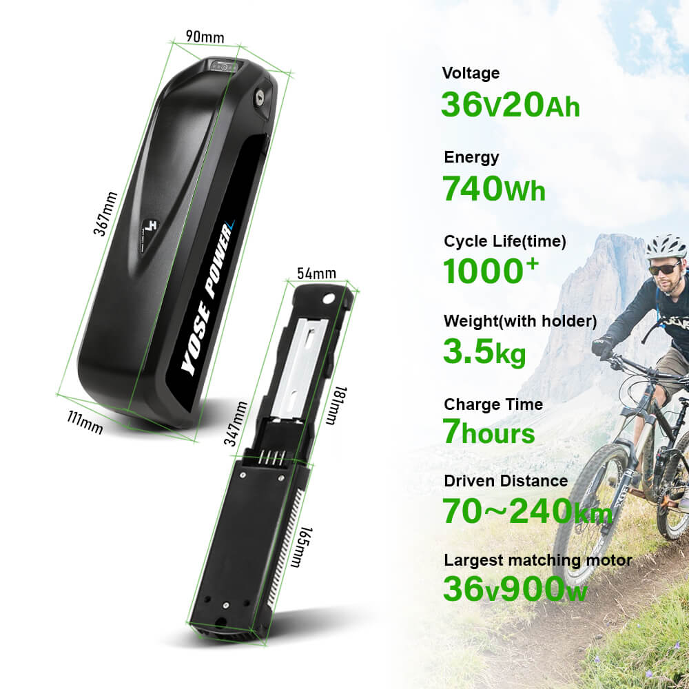 36V 15.6Ah/17.4Ah/20Ah Fietsaccu Hailong Downtube universele accu voor diverse verschillende fietsen