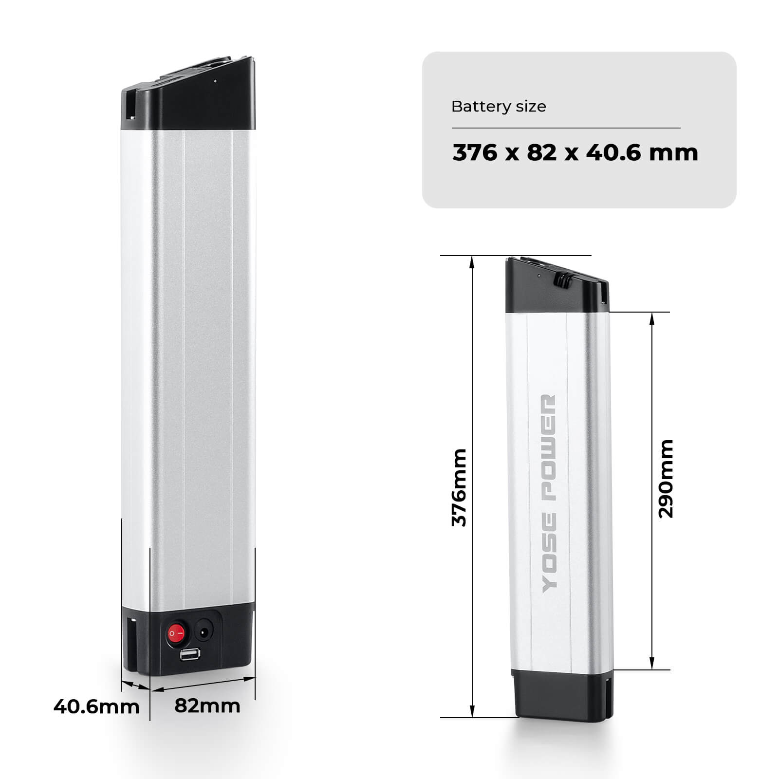 36V 9.6Ah(355Wh) E-Bike Li-ion Accu Inframe Accu USB Poort zonder Oplader voor Zündapp Z101 en F.lli Schiano