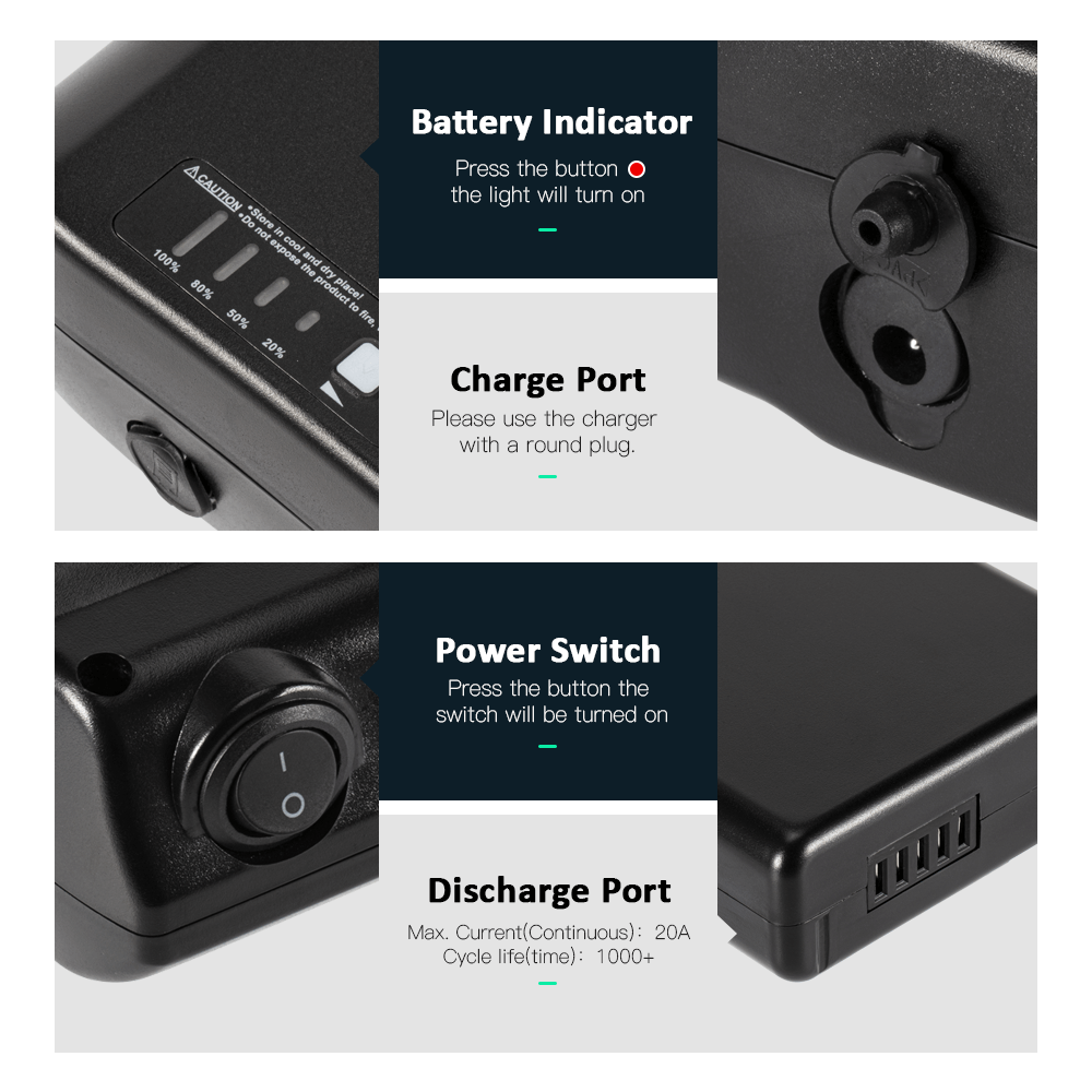 36V 10.4Ah(385Wh)/14Ah(518Wh) Fietsaccu voor Ansmann/Portapower systeem, MIFA, Rehberg, Zündapp, Victoria
