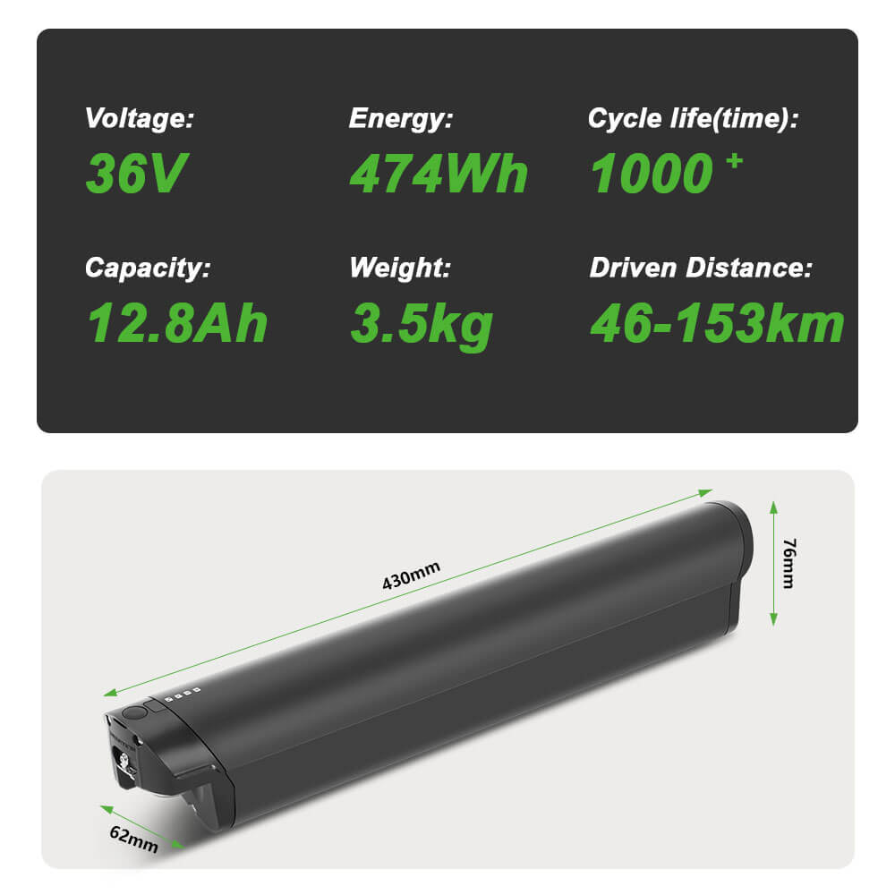 36V 12.8Ah(474Wh) Fietsaccu Intube Accu REENTION EEL-MINI 40 voor Fongers Nuevo, Telefunken Aufsteiger, Zündapp Z810,Z898