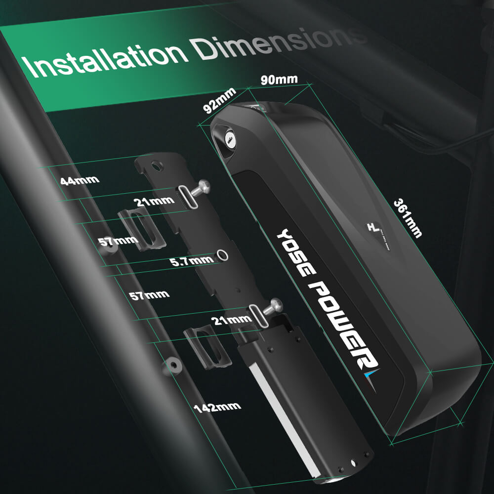 36V 13Ah(481Wh)/14.5Ah(536,5Wh) Hailong Fietsaccu voor diverse verschillende fietsen  met 5 vergulde ronde stekkers