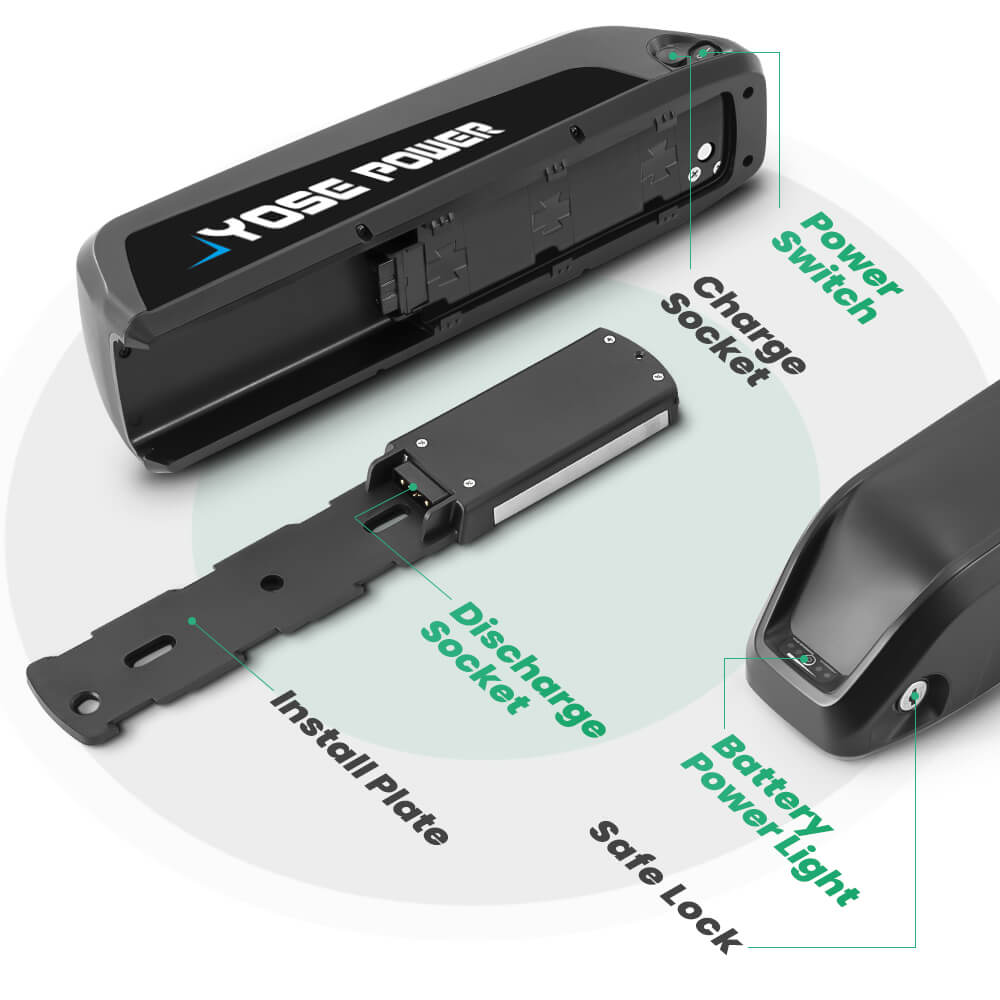 36V 13Ah(481Wh)/14.5Ah(536,5Wh) Hailong Fietsaccu voor diverse verschillende fietsen  met 5 vergulde ronde stekkers