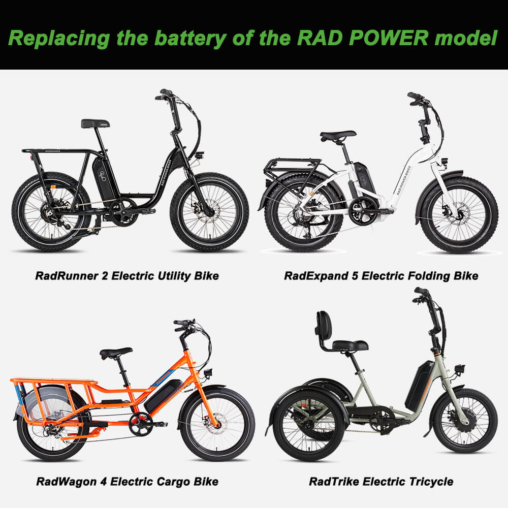 48V 14Ah(673Wh) Fietsaccu voor diverse Rad Power bikes vanaf 2018, RAD POWER-modellen