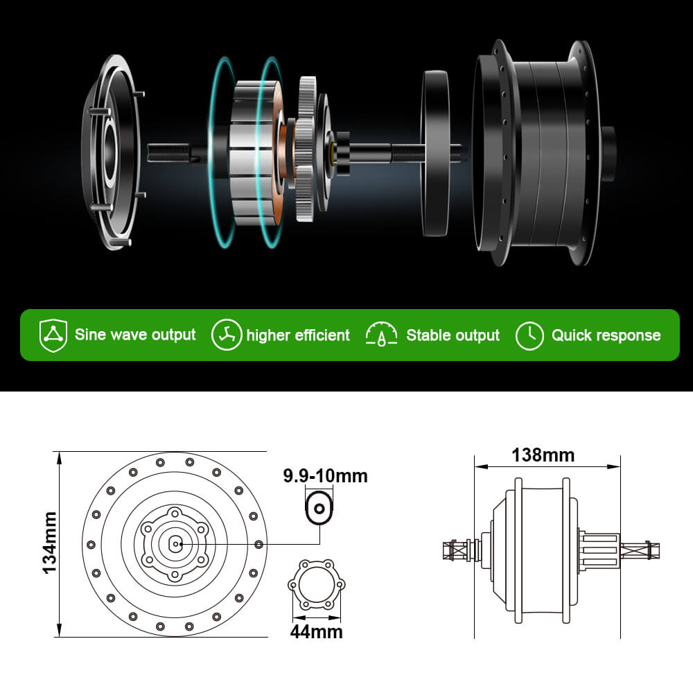 E-Bike ombouwset 36V 250W 26" Achter Motor Kit voor Cassette met 36V 13Ah Accu