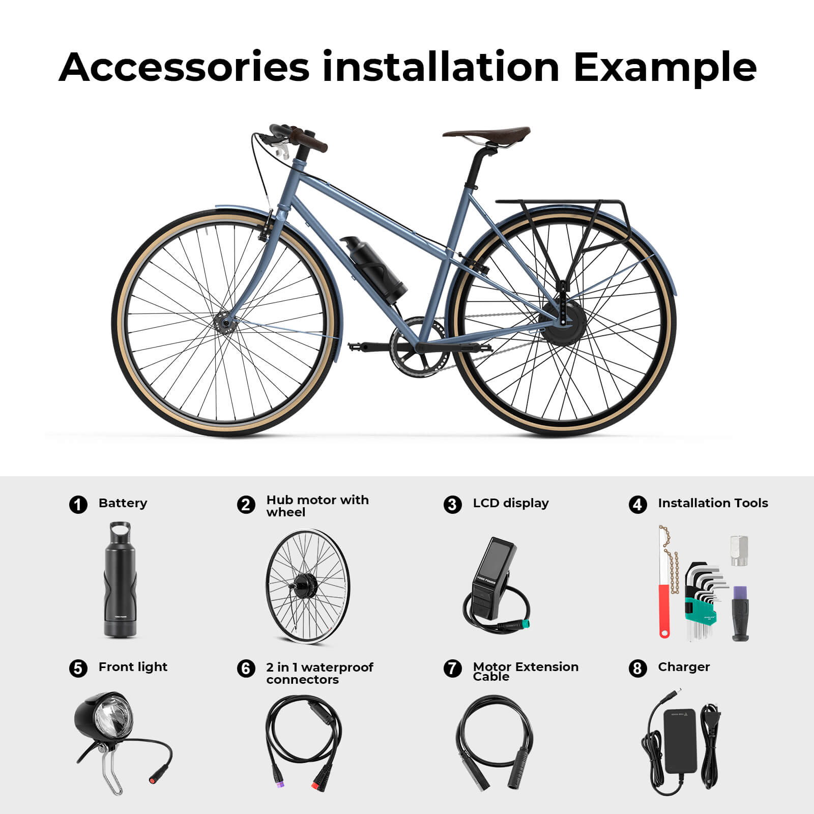 Ombouwset Elektrische Fiets 36V 250W 27.5" Achterwielmotor kit (cassettetype) met 36V fles accu Samsung-cel en geïntegreerde koppel PAS sensor A3pro