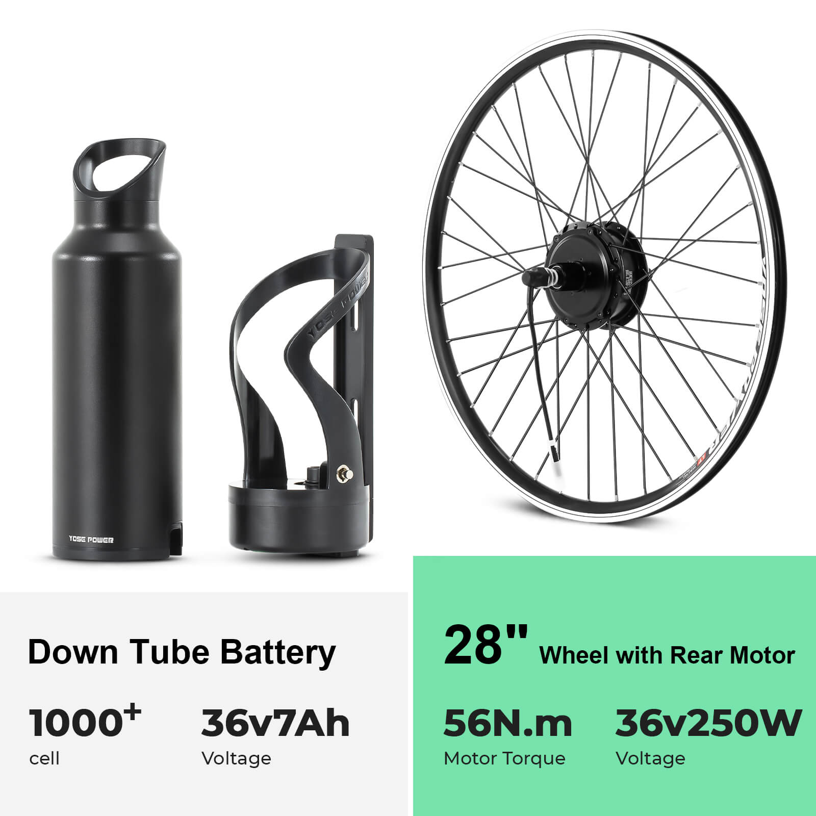 Ombouwset Elektrische Fiets 36V 250W 28" Achterwielmotor kit (cassettetype) met 36V fles accu Samsung-cel en geïntegreerde koppel PAS sensor A3