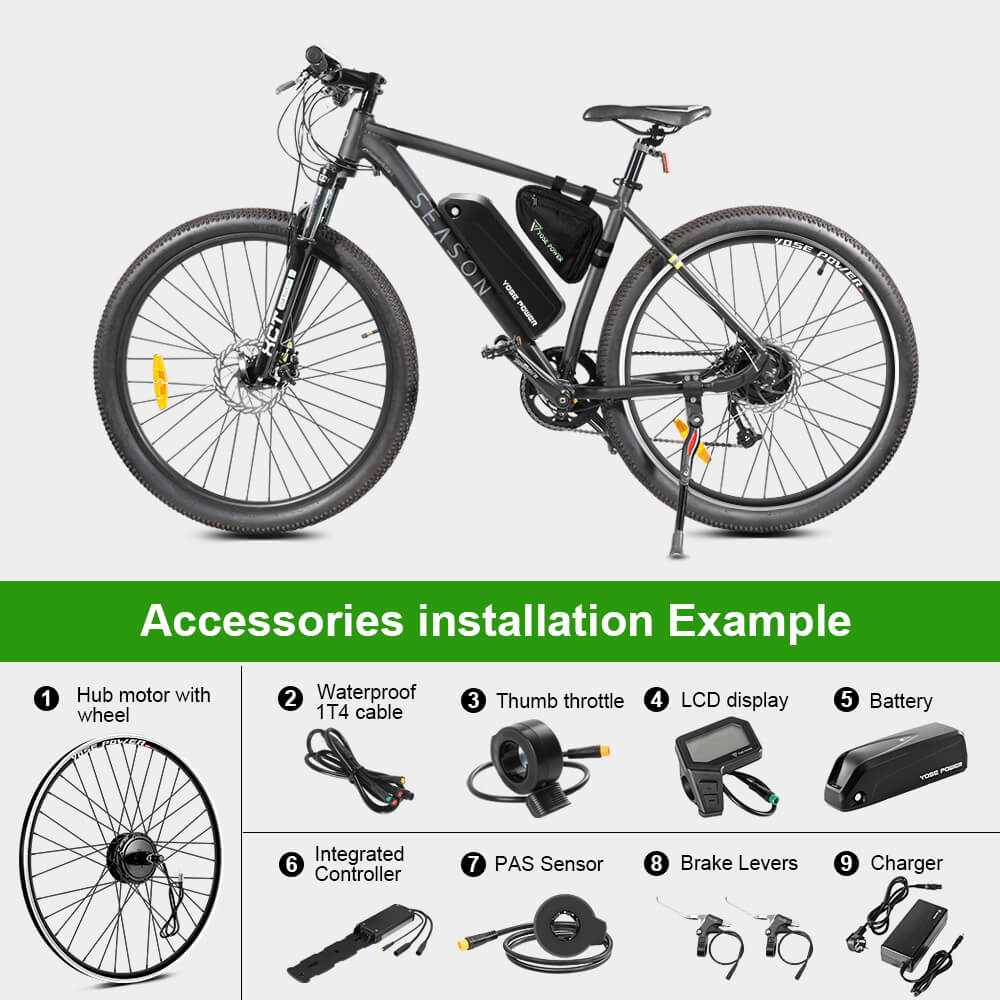 E-Bike ombouwset 36V 250W 28" Achter Motor Kit voor Cassette met 36V 18Ah Accu