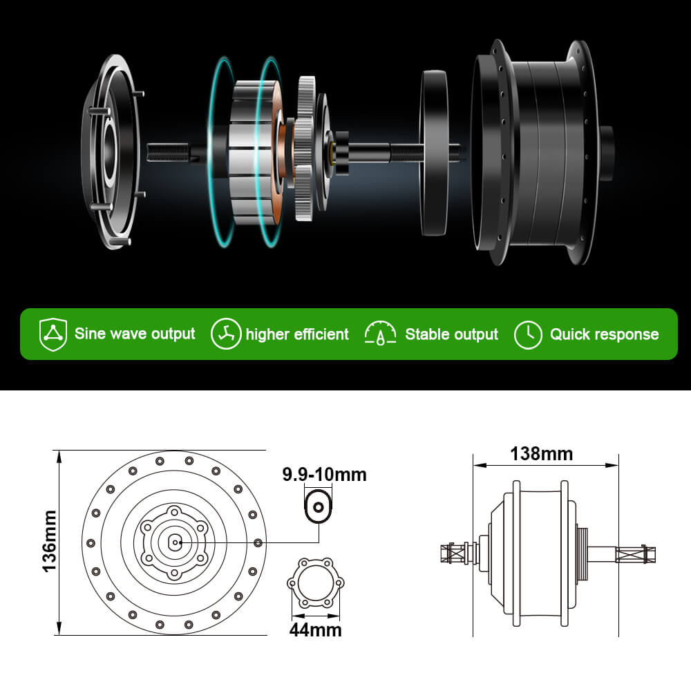 E-Bike ombouwset 36V 250W 28"(700C) Achter Motor Kit voor Vrijloop met 36V 13Ah Accu en Oplader