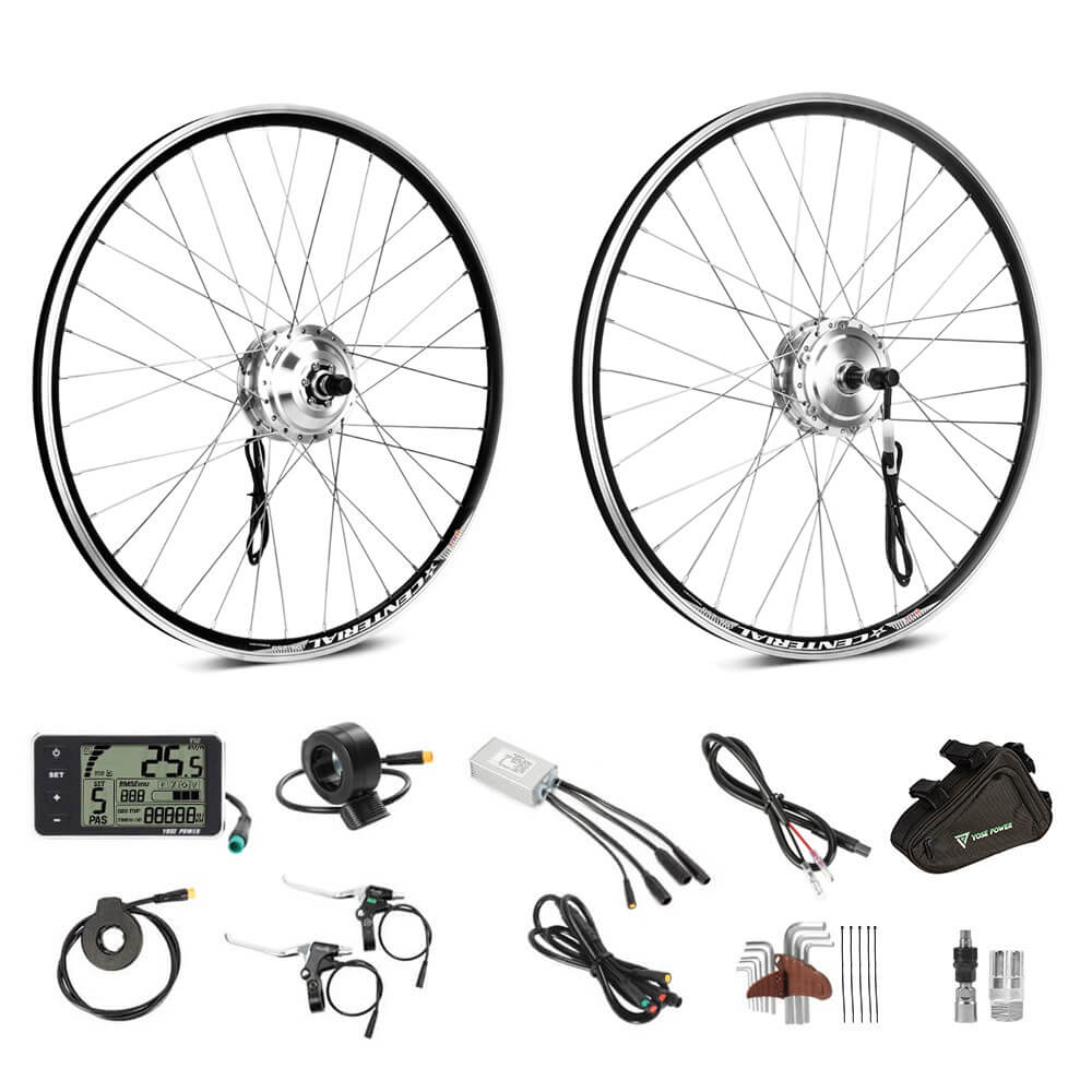 E-Bike ombouwset 36V 350W 26" Achter Freewheel Motor Fiets Naafmotor Kit in Zilver