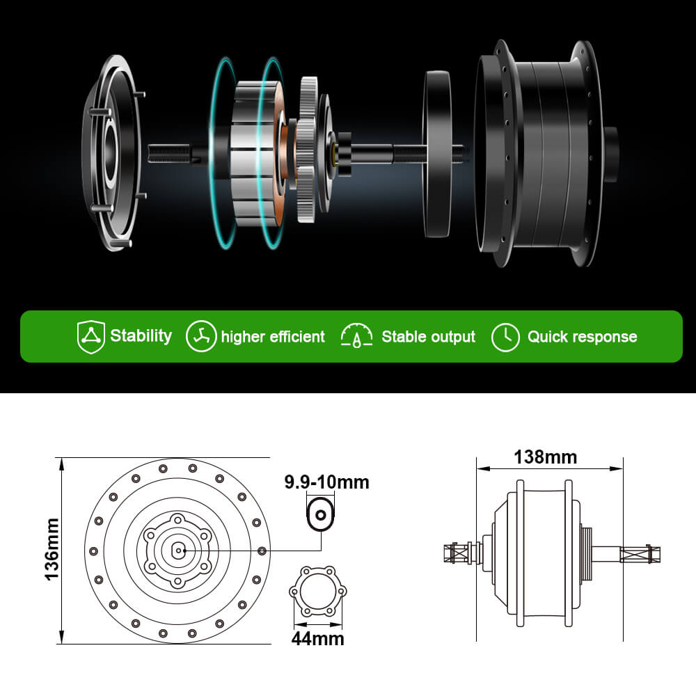 E-Bike ombouwset 36V 350W 27.5" Achter Vrijwiel Motor Fiets Naaf Motor Kit
