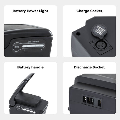 36V 10.4Ah(374Wh) E-Bike Li-ion Accu Vervangende Accu zonder Oplader voor SideClick Akku van Prophete, Kreidler, Zündapp