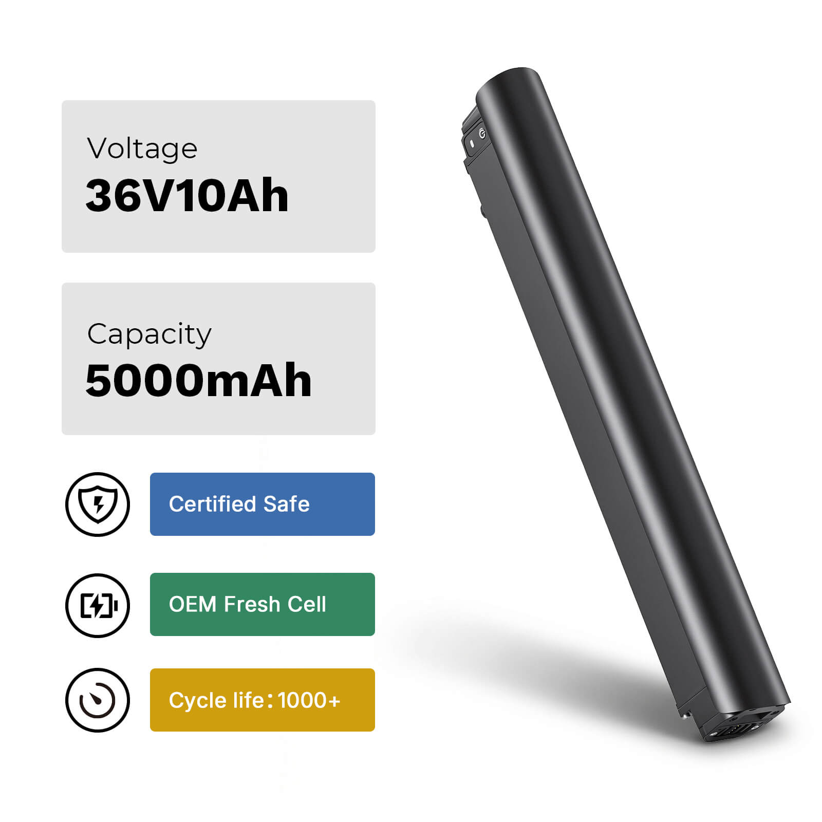 36V 10Ah (360Wh) Li-ion Fietsaccu zonder lader geschikt voor Tenways CGO600 Pro(New Edition)
