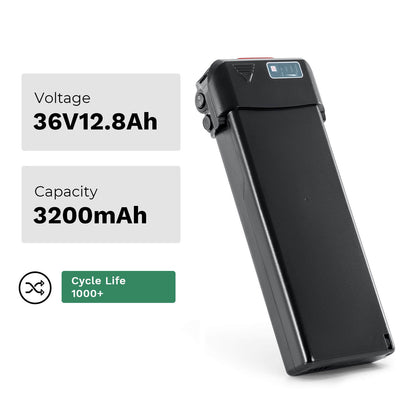 36V 12.8Ah(473Wh) E-Bike Li-ion Accu Achterdrager Accu Vervanging zonder Oplader voor Pedelec Zündapp Fongers Telefunken Provelo