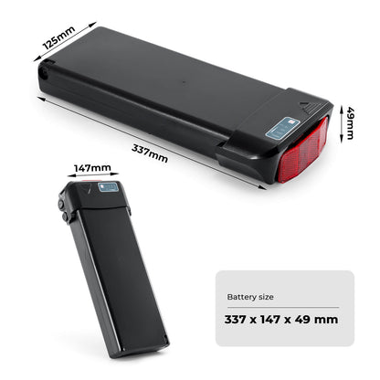 36V 12.8Ah(473Wh) E-Bike Li-ion Accu Achterdrager Accu Vervanging zonder Oplader voor Pedelec Zündapp Fongers Telefunken Provelo