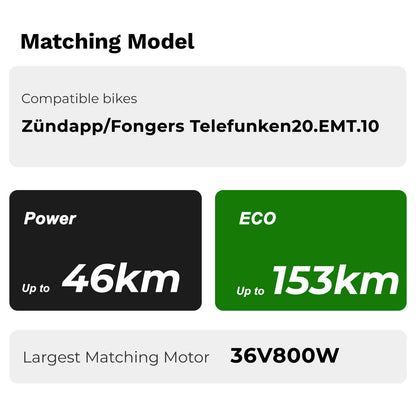 36V 12.8Ah(473Wh) E-Bike Li-ion Accu Achterdrager Accu Vervanging zonder Oplader voor Pedelec Zündapp Fongers Telefunken Provelo