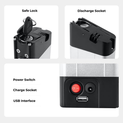 36V 9.6Ah(355Wh) E-Bike Li-ion Accu Inframe Accu USB Poort zonder Oplader voor Zündapp Z101 en F.lli Schiano