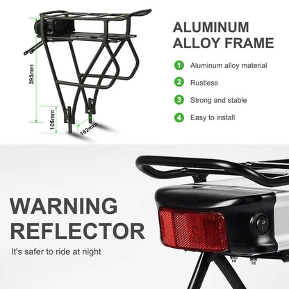 36V 13Ah/14.5Ah/15.6Ah/16Ah/17.4Ah E-Bike Lithium-ion Accu met/zonder Zwarte Bagagedrager Geschikt voor 26"-28" Fiets