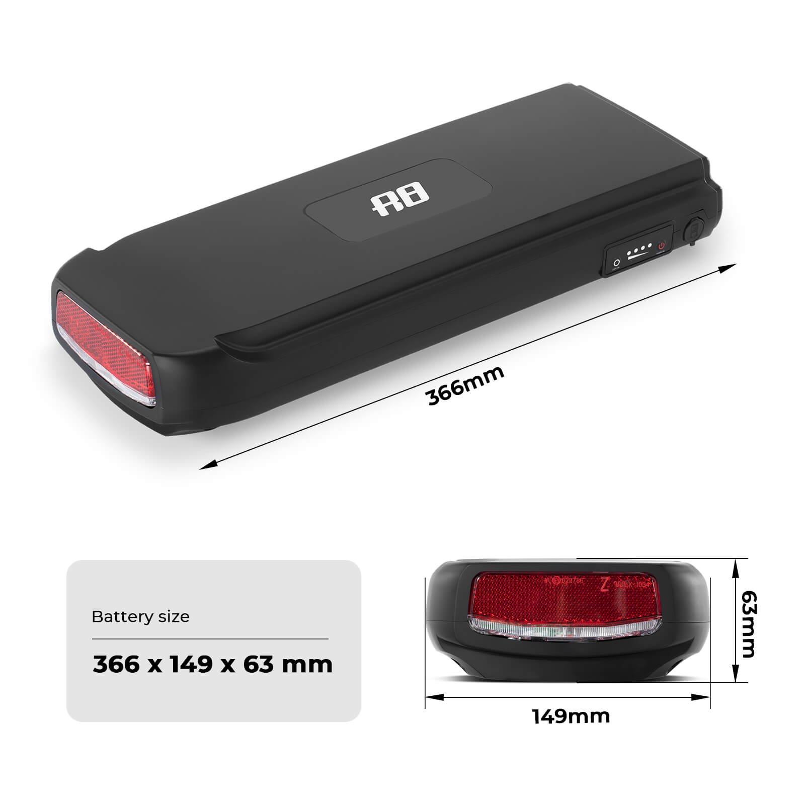 36V 10,4Ah(374Wh)/12,8Ah(473Wh) E-bike Fietsaccu voor Amigo, Minerva, Phylion Joycube SF-03 JCEB360-11