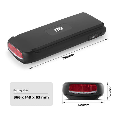 36V 10,4Ah(374Wh)/12,8Ah(473Wh) E-bike Fietsaccu voor Amigo, Minerva, Phylion Joycube SF-03 JCEB360-11