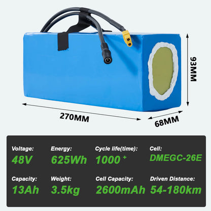 48V 13Ah(625Wh) Li-ion accupakket met lader E-bike accupakket