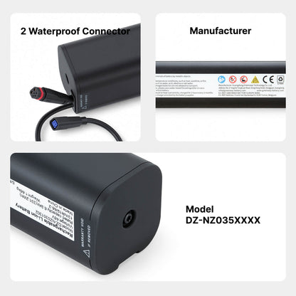 48V 7A(331Wh) Fietsaccu Li-ion accu NZ035 (intube) met Panasonic cellen en CAN-bus zonder lader geschikt voor Ampler