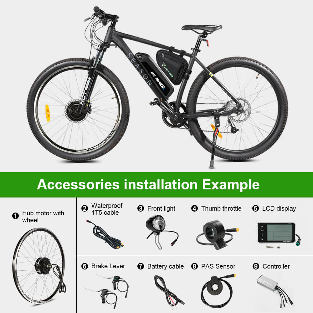E-Bike ombouwset 36V 250W 26" Voormotor Kit Fiets E-Bike Naafmotor in Zwart