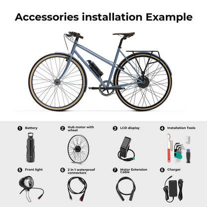 Ombouwset Elektrische Fiets 36V 250W 27.5" Achterwielmotor kit (cassettetype) met 36V fles accu Samsung-cel en geïntegreerde koppel PAS sensor A3pro