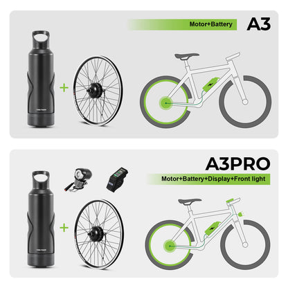 Ombouwset Elektrische Fiets 36V 250W 27.5" Achterwielmotor kit (cassettetype) met 36V fles accu Samsung-cel en geïntegreerde koppel PAS sensor A3pro