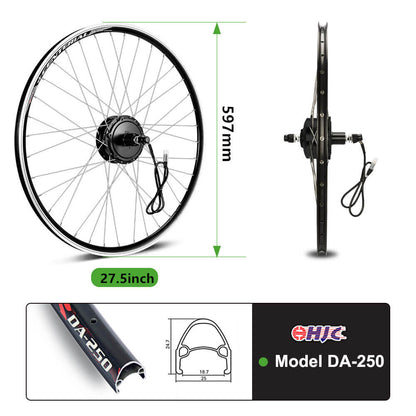 E-Bike ombouwset 36V 250W 27.5" Achter Motor Kit voor Cassette met 36V 13Ah Accu