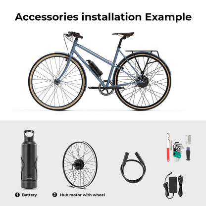 Ombouwset Elektrische Fiets 36V 250W 28" Achterwielmotor kit (cassettetype) met 36V fles accu Samsung-cel en geïntegreerde koppel PAS sensor A3