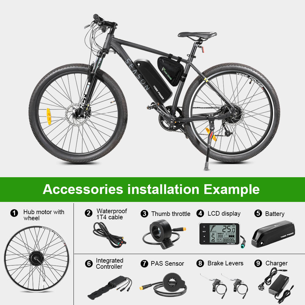 E-Bike ombouwset 36V 250W 28" Achter Motor Kit voor Vrijloop met 36V 18Ah Accu