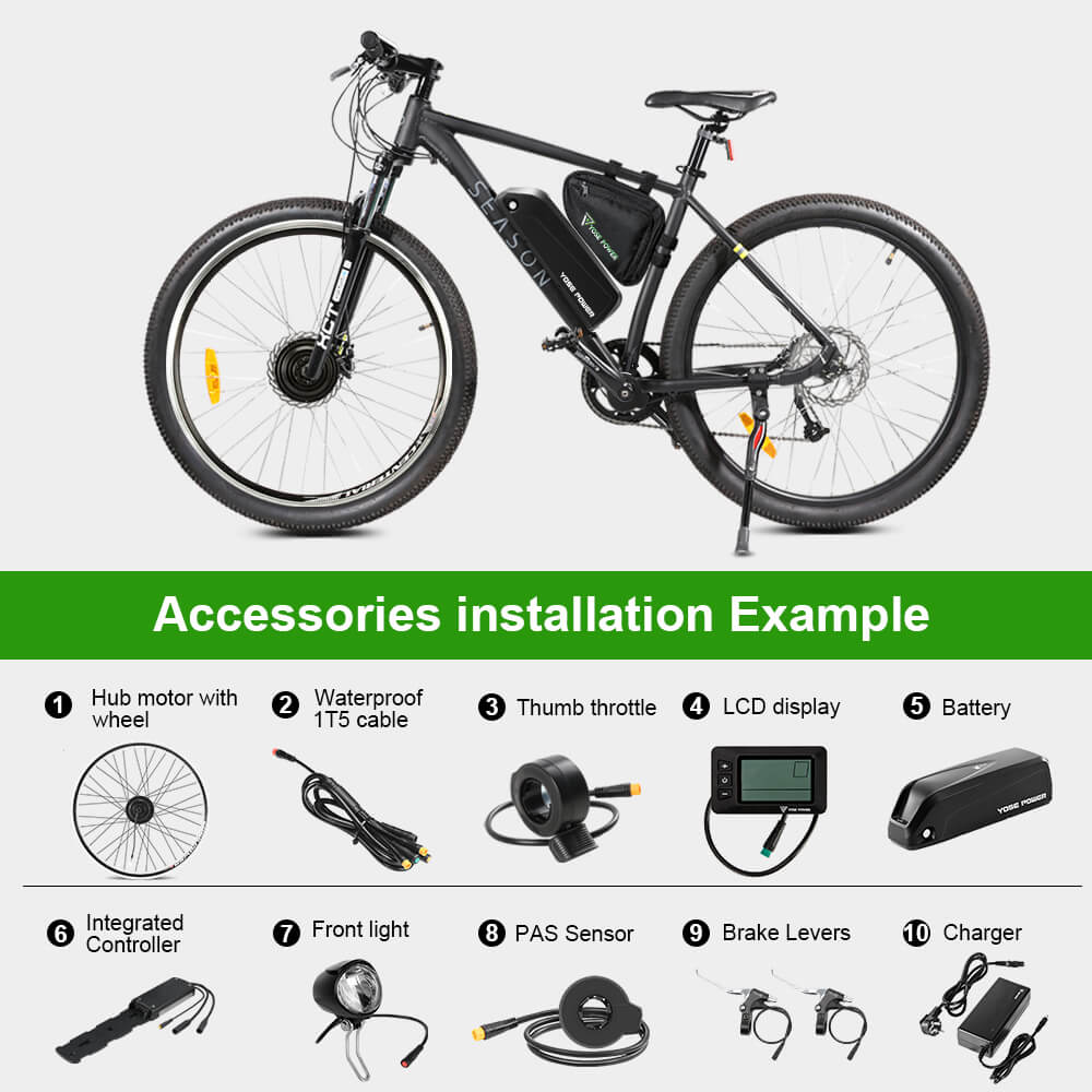 E-Bike ombouwset 36V 250W 26" Voormotor Kit met HL1 36V 18Ah Accu Naafmotor DIY