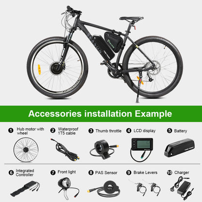 E-Bike ombouwset 36V 250W 28"(700C) Voormotor Kit met HL1 36V 18Ah Accu Naafmotor DIY