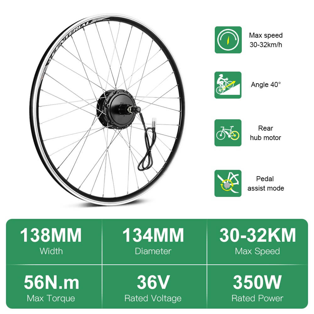 E-Bike ombouwset 36V 350W 26" Achter Cassette Motor Fiets Naafmotor Conversie Kit