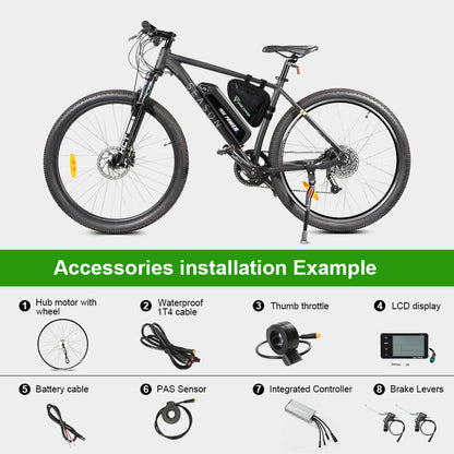 E-Bike ombouwset 36V 350W 26" Achter Freewheel Motor Fiets Naafmotor Kit in Zilver