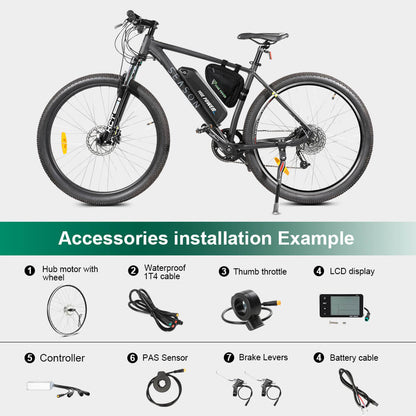 E-Bike ombouwset 36V 350W 27.5" Achter Cassette Motor Fiets Naafmotor