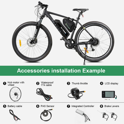 E-Bike ombouwset 36V 350W 27.5" Achter Vrijwiel Motor Fiets Naaf Motor Kit